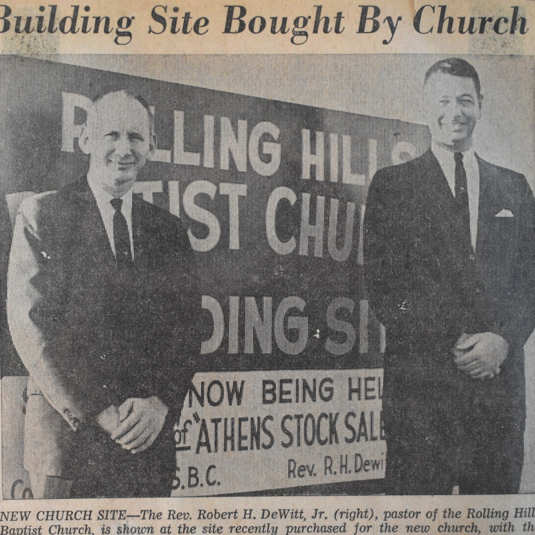 Newspaper picture/article about building site purchase